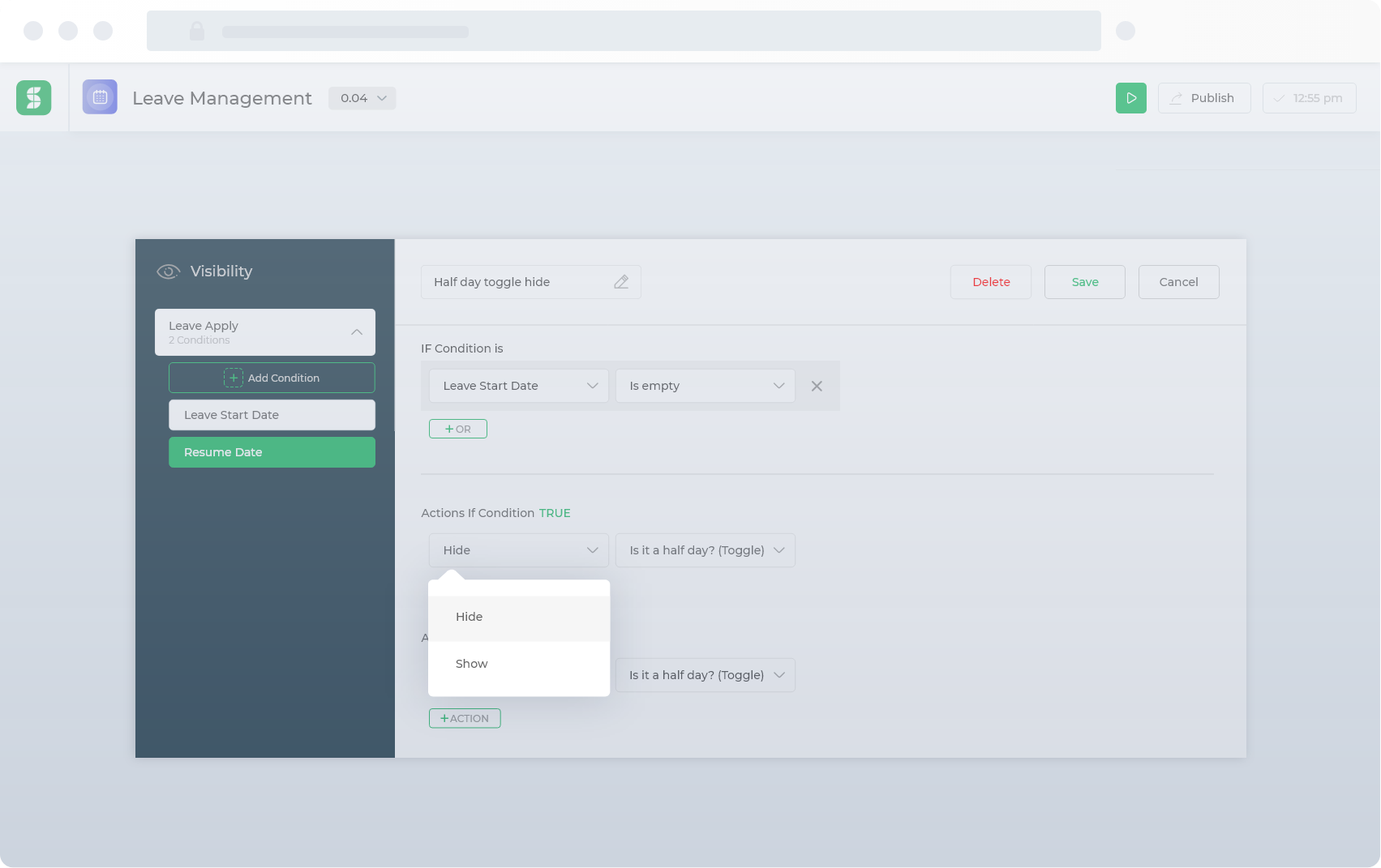 Hide-Show Controls for apps